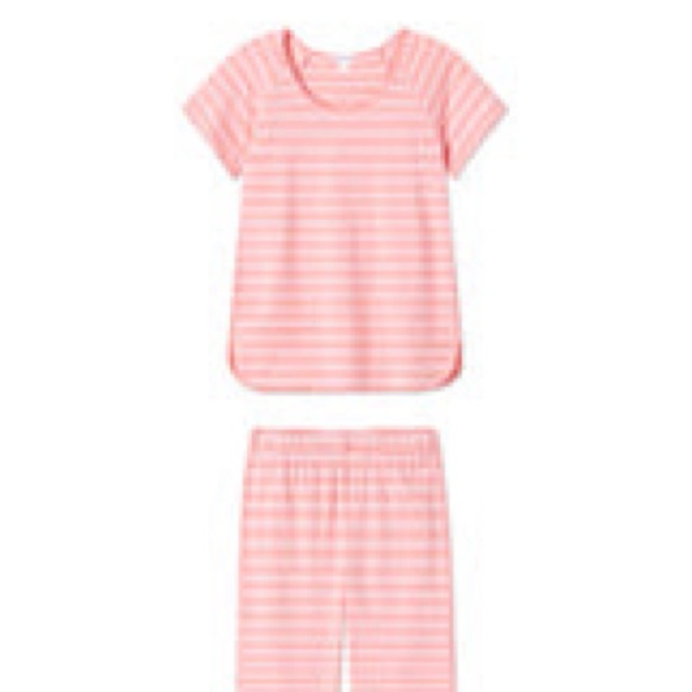 NWT Lake Pajamas Pima Short-Long Set in Coral Stripe - M / Tall